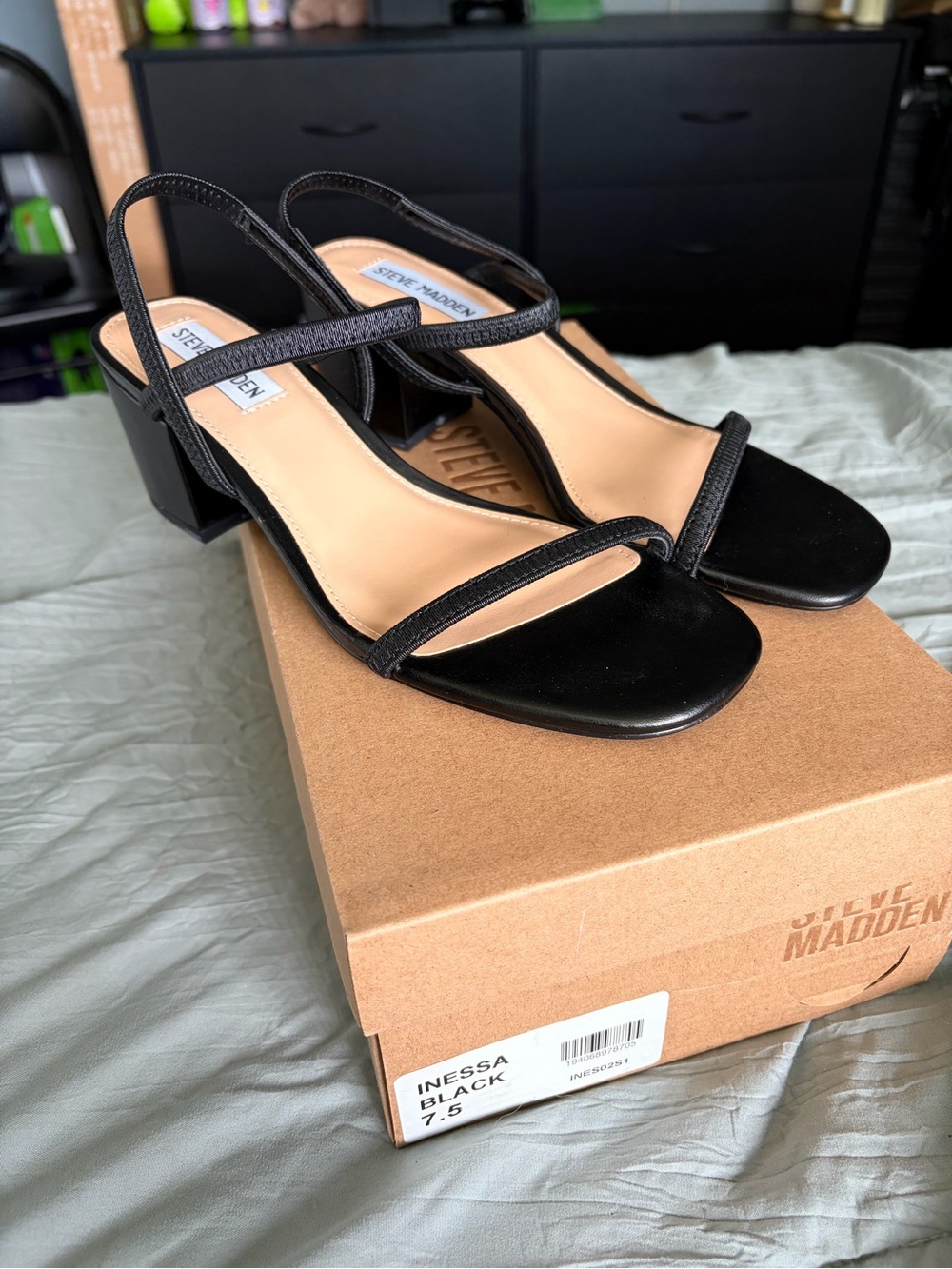 Steve Madden Black Strappy Block Heel Sandals